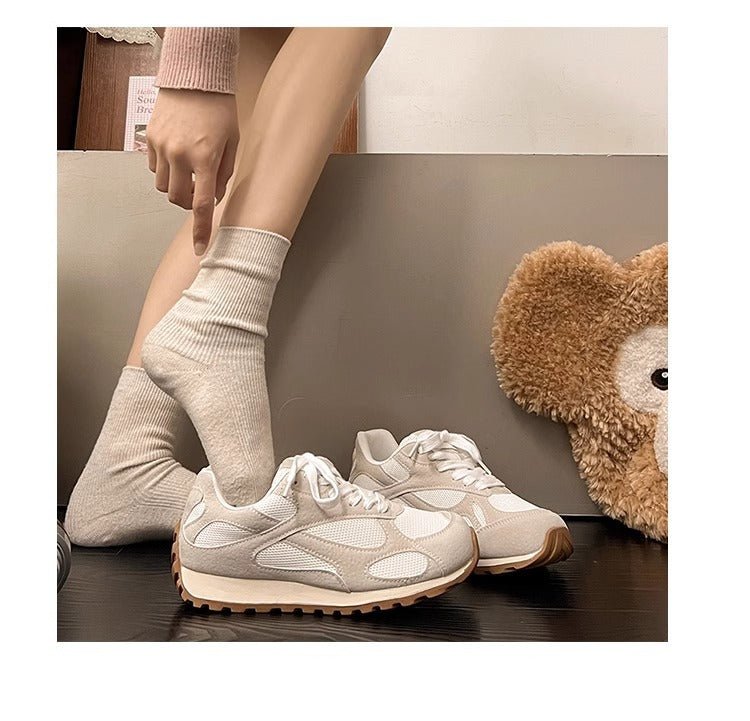 2025Spring New Women's Jogging Shoes Versatile Comfortable Flat Lace-up Shoes Fashion Trendy Casual Sneakers