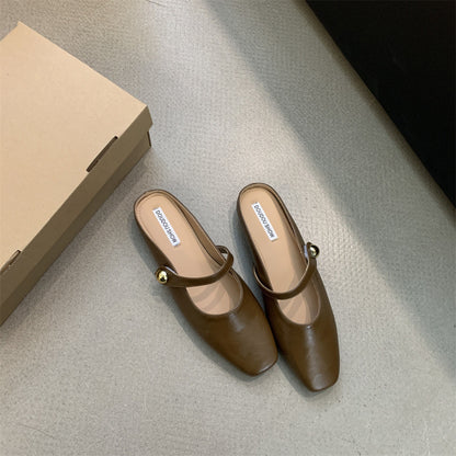 Flat Closed-Toe Half Slippers for Women Soft Sole2025French-style Sandals for Outdoor Wear, Super Popular Evening Breeze Niche Single Shoes