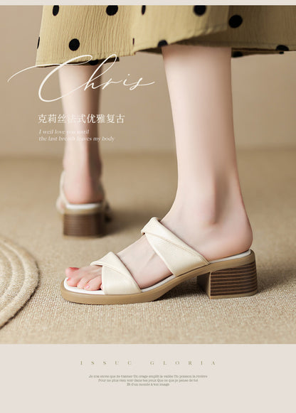 Women's Thick Heel Outdoor Sandals2025Summer New Thick-Soled One-Strap High-Heel Slippers Fairy Style Sandals