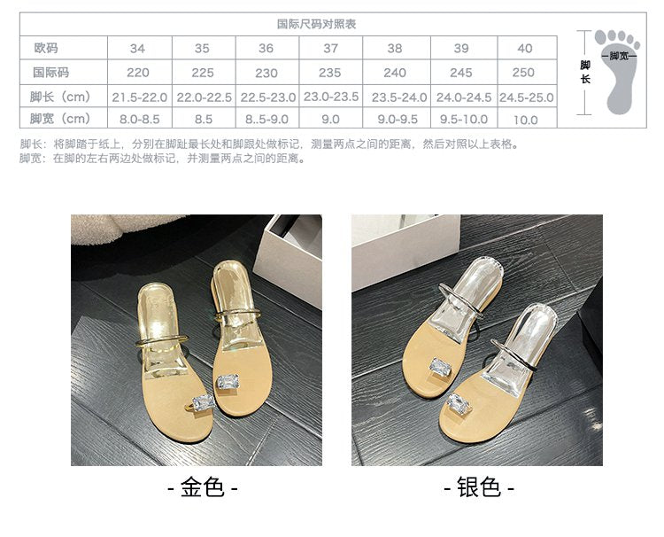 PU Square Heel Low Heel Slippers Rubber Toe