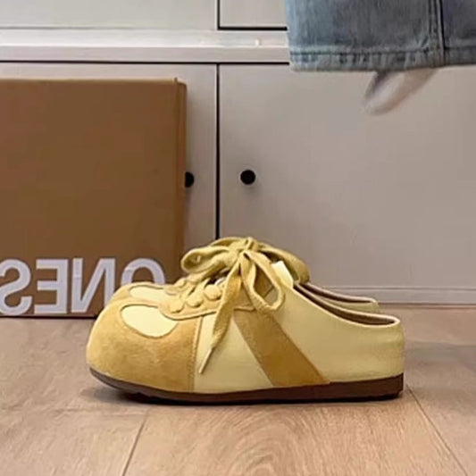 Boken Ugly Cute Big Toe Slip-On Yellow Closed-Toe Height-Increasing Kapibara Running Shoes Lace-Up Half-Slip Women's Outdoor Wear