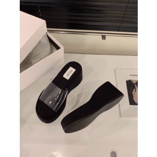 Rubber Wedge Slippers PU High Heel(6-8cm)