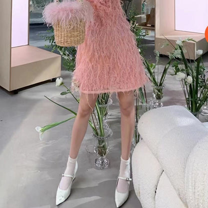 Yi Mengling Same Style2023Shoe Fairy Shoes to Match Dress Rich Lady Shoes Wedge White Single Shoes Pointed Toe Maggie Jane