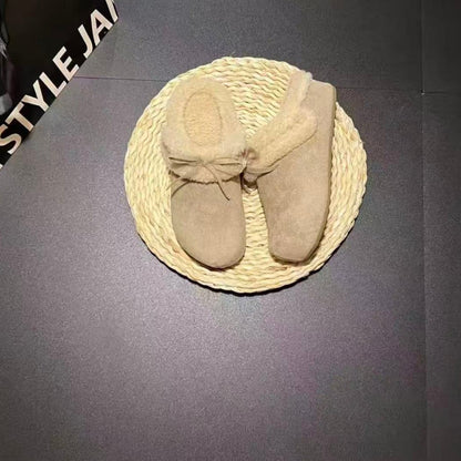 2025New Autumn and Winter Style Elegant Internet Celebrity Bow Cotton Slippers Light Luxury Retro Style Simple Versatile Closed-Toe Slippers