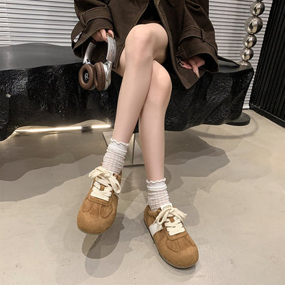 2025Autumn women's rubber sneakers with laces, low-top（Upper Height Less10cm)