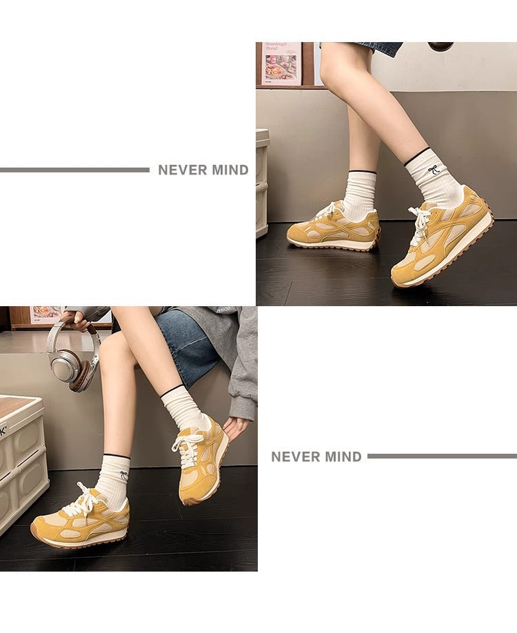 2025Spring New Women's Jogging Shoes Versatile Comfortable Flat Lace-up Shoes Fashion Trendy Casual Sneakers