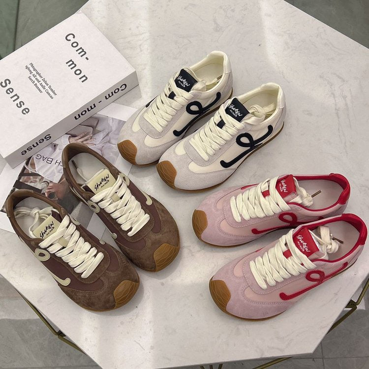 2025Spring and Autumn Cute Asymmetric Big Toe Lace-up Casual Sneakers for Women