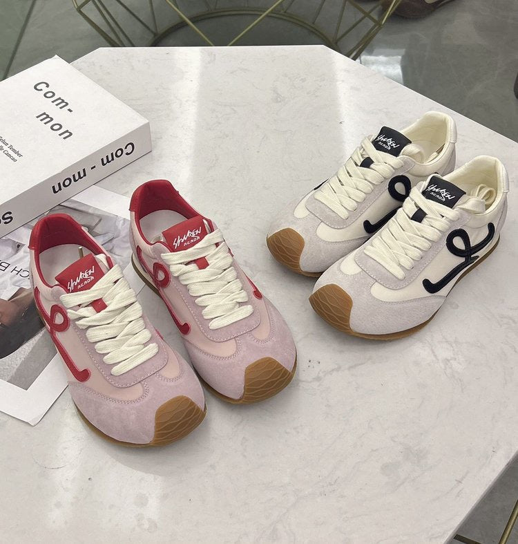 2025Spring and Autumn Cute Asymmetric Big Toe Lace-up Casual Sneakers for Women