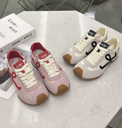 2025Spring and Autumn Cute Asymmetric Big Toe Lace-up Casual Sneakers for Women