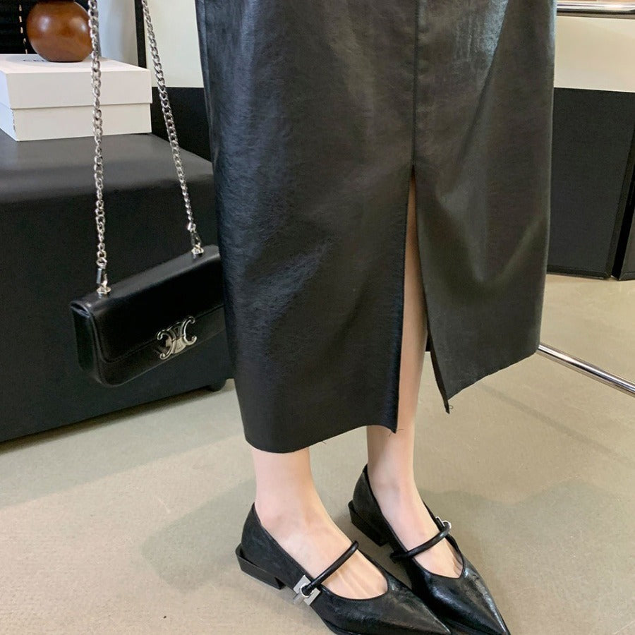 French Low Heel Shoes Small Fragrance Style Pointed Toe Single Shoes for Women2024Spring and Autumn New Mary Jane Women's Shoes Thick Heels