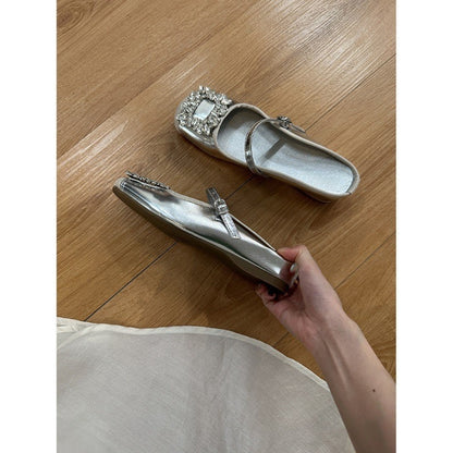 Chanel Style silver Bowknot Thick-Soled Half Slippers for Women, Outdoor Wear, Height-Increasing Summer Sandals, Paired with Dresses, Platform Sandals