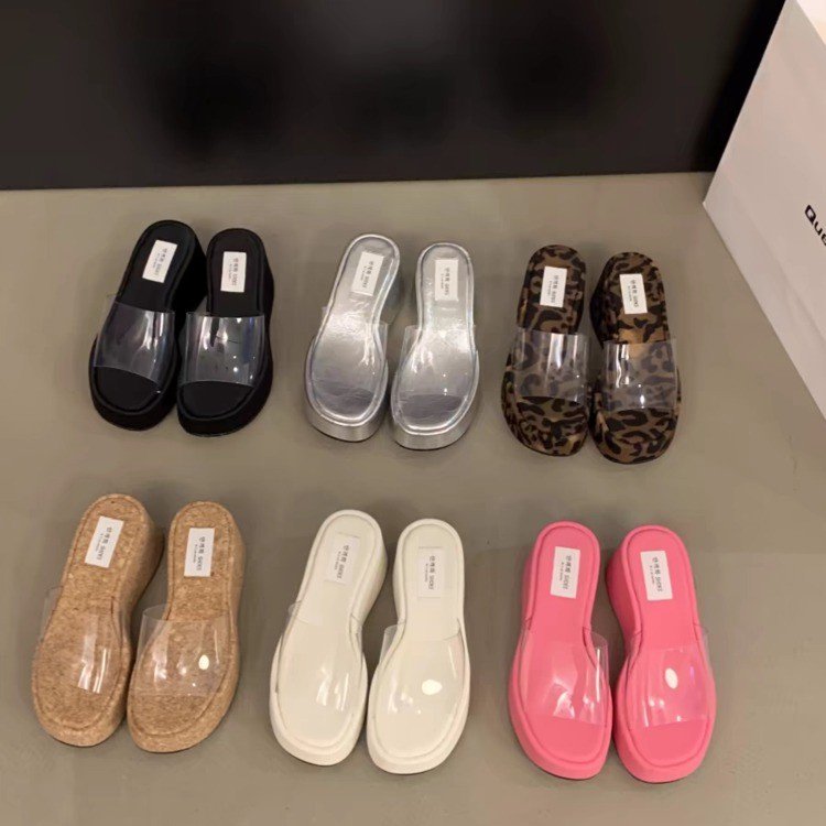 Rubber Wedge Slippers PU High Heel(6-8cm)