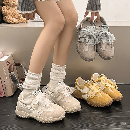 2025Spring New Non-Slip Color Block Sports Jogging Shoes for Women Comfortable Casual Breathable White Running Shoes