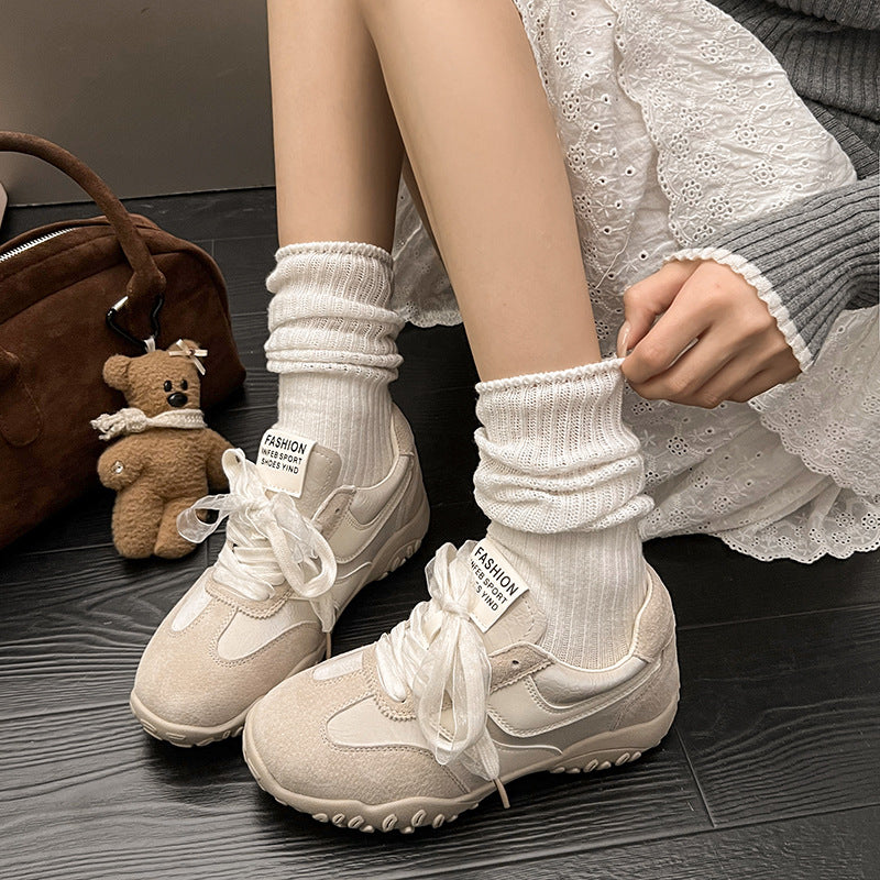 2025Spring New Non-Slip Color Block Sports Jogging Shoes for Women Comfortable Casual Breathable White Running Shoes