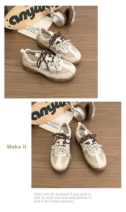 2025New Retro Jogging Shoes for Women, Casual Sports Shoes, Student Shoes, Color Block Single Shoes for Women