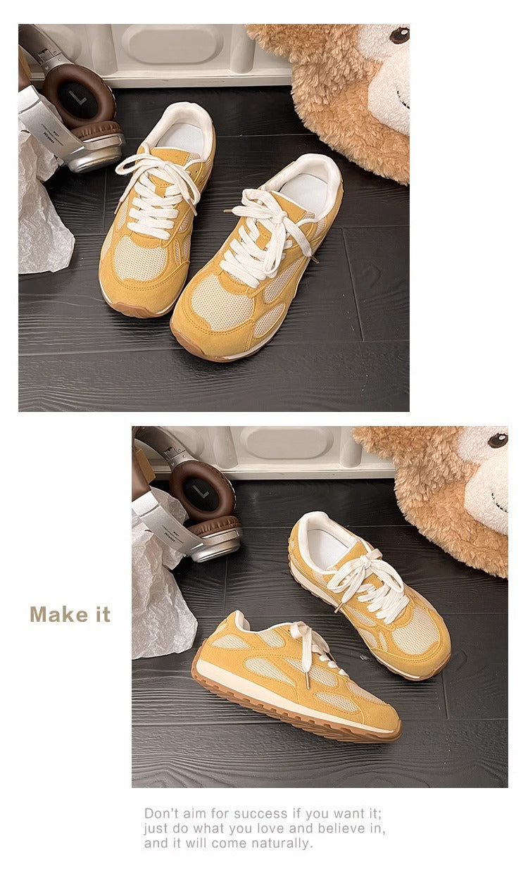 2025Spring New Women's Jogging Shoes Versatile Comfortable Flat Lace-up Shoes Fashion Trendy Casual Sneakers