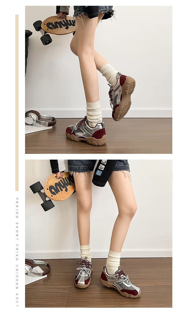 2025New Retro Jogging Shoes for Women, Casual Sports Shoes, Student Shoes, Color Block Single Shoes for Women