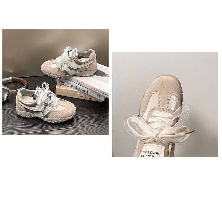 2025Spring New Non-Slip Color Block Sports Jogging Shoes for Women Comfortable Casual Breathable White Running Shoes