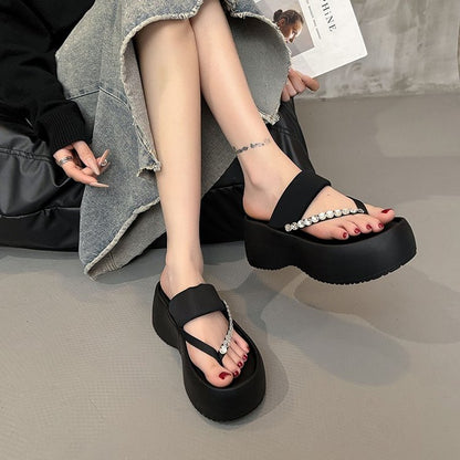 PU Platform High Heels(6-8cm)Rubber Slippers