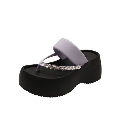 PU Platform High Heels(6-8cm)Rubber Slippers