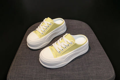 Rubber Closed-Toe Mid-Heel Slippers(3-5cm)Muffin Bottom PU