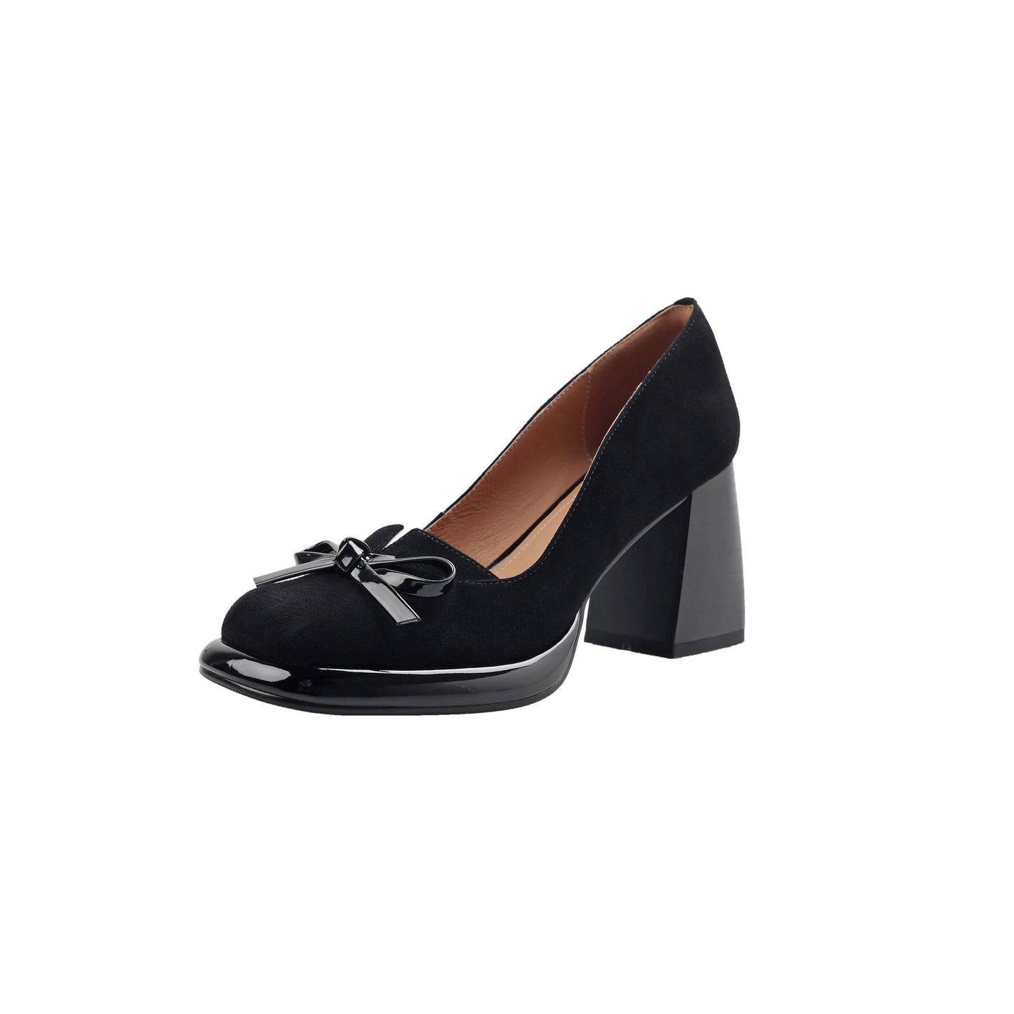 2024Spring New Style Bowknot Matte Chunky Heel Pumps for Women Shallow Mouth Waterproof Platform Chunky Heel Pumps