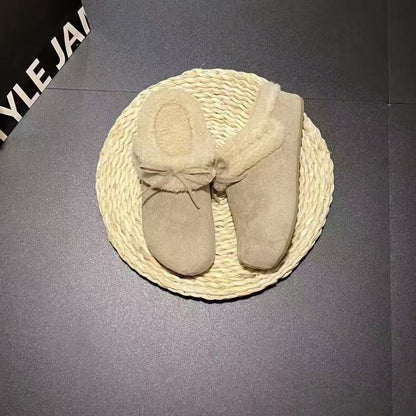 2025New Autumn and Winter Style Elegant Internet Celebrity Bow Cotton Slippers Light Luxury Retro Style Simple Versatile Closed-Toe Slippers