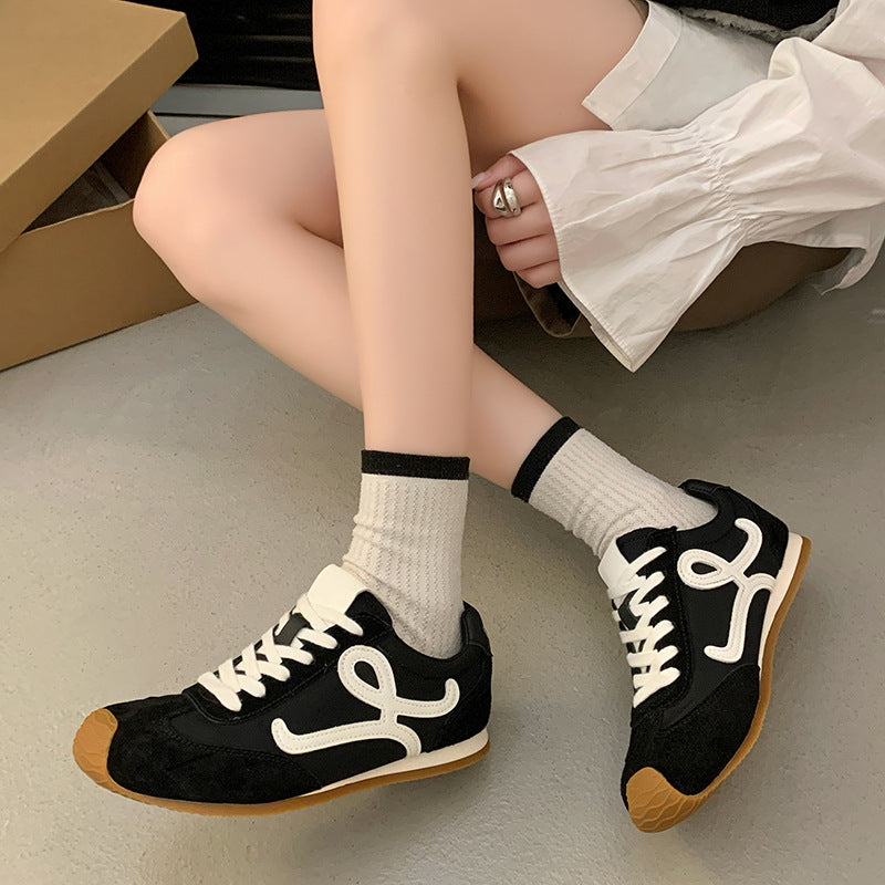2025Spring Summer New Grape Mom Wang Yibo Same Style Asymmetric Large Toe Lace-up Casual Style Jogging Shoes