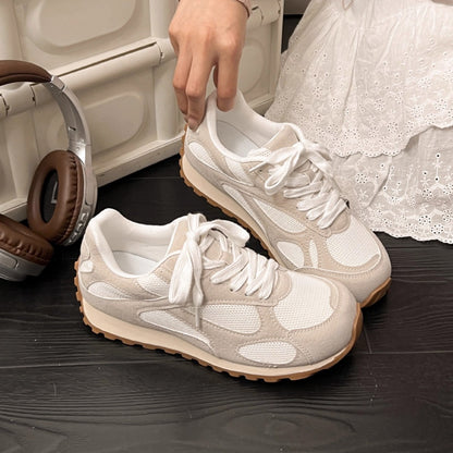 2025Spring New Women's Jogging Shoes Versatile Comfortable Flat Lace-up Shoes Fashion Trendy Casual Sneakers