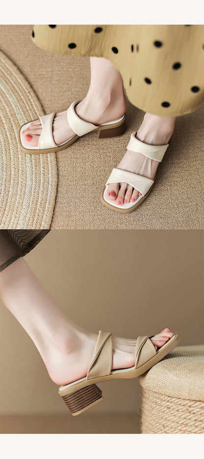 Women's Thick Heel Outdoor Sandals2025Summer New Thick-Soled One-Strap High-Heel Slippers Fairy Style Sandals