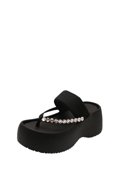 PU Platform High Heels(6-8cm)Rubber Slippers