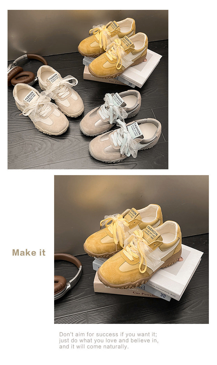 2025Spring New Non-Slip Color Block Sports Jogging Shoes for Women Comfortable Casual Breathable White Running Shoes