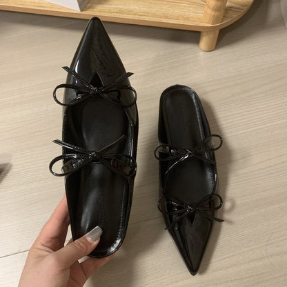 Flat Rubber PU Closed-Toe Low Heel Slippers(1-3cm)