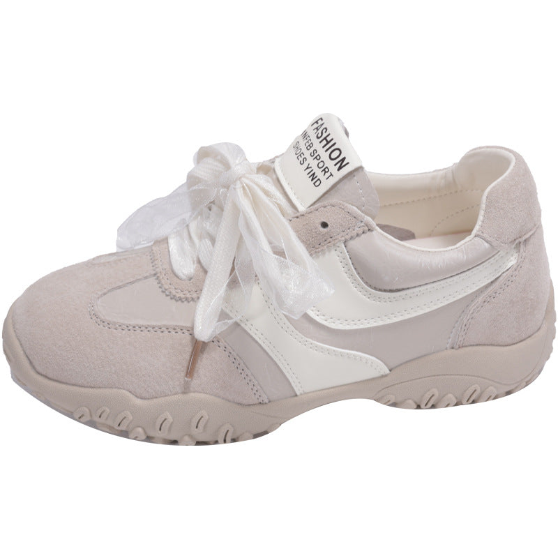 2025Spring New Non-Slip Color Block Sports Jogging Shoes for Women Comfortable Casual Breathable White Running Shoes