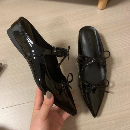 Flat Rubber PU Closed-Toe Low Heel Slippers(1-3cm)