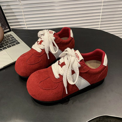 2025Autumn women's rubber sneakers with laces, low-top（Upper Height Less10cm)