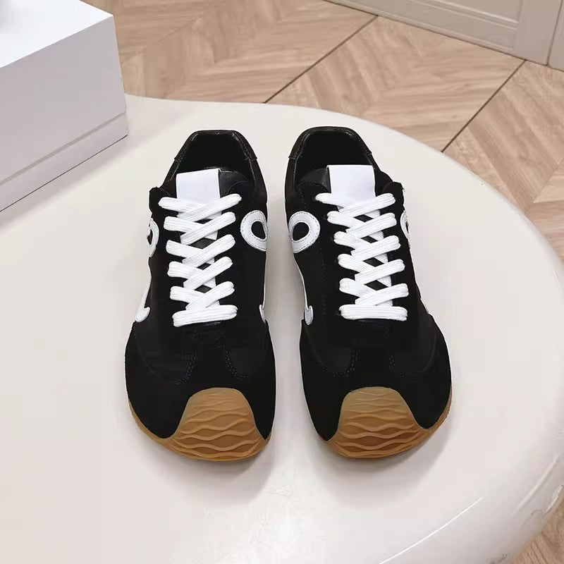 2025Luojia Spring Summer New Retro Flat Shoes Color Block Lace-up Ballet Sports Ugly Cute Shoes for Women