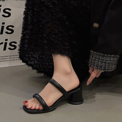 Chunky High Heels(6-8cm)Rubber Slippers PU