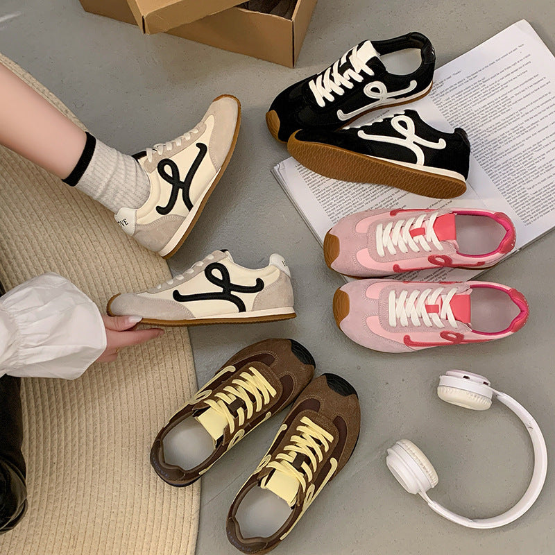 2025Spring Summer New Grape Mom Wang Yibo Same Style Asymmetric Large Toe Lace-up Casual Style Jogging Shoes