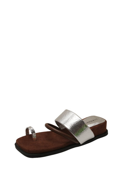 Rubber PU Medium Heel Flat Toe Slippers