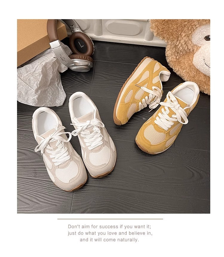 2025Spring New Women's Jogging Shoes Versatile Comfortable Flat Lace-up Shoes Fashion Trendy Casual Sneakers
