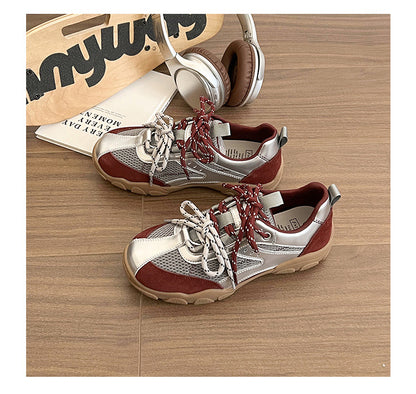 2025New Retro Jogging Shoes for Women, Casual Sports Shoes, Student Shoes, Color Block Single Shoes for Women