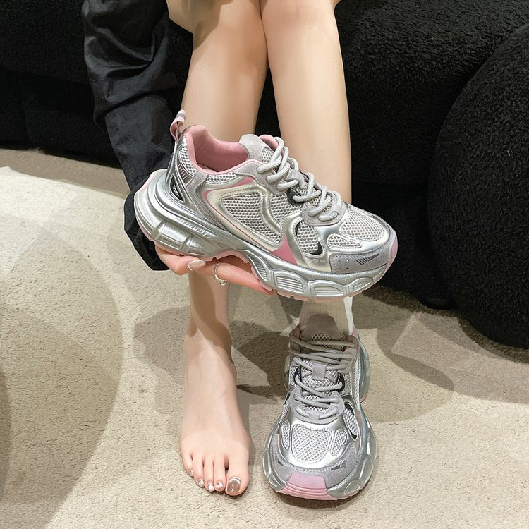 2024Spring Low-Top（Upper Height Less10cm)Rubber lace-up cross strap women's sneakers