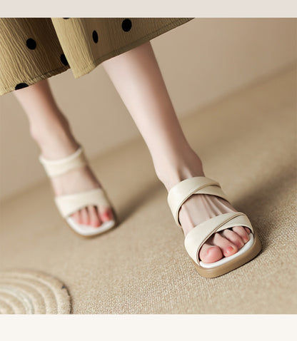 Women's Thick Heel Outdoor Sandals2025Summer New Thick-Soled One-Strap High-Heel Slippers Fairy Style Sandals