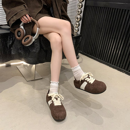 2025Autumn women's rubber sneakers with laces, low-top（Upper Height Less10cm)