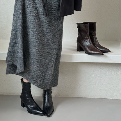 Pointed Toe Short Boots for Women2024New Autumn Winter Women's Boots Niche Slim Boots Design Sense Chunky Heel High Heel Short Boots