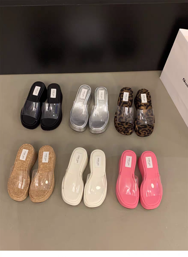 Rubber Wedge Slippers PU High Heel(6-8cm)