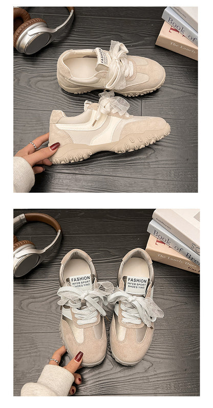 2025Spring New Non-Slip Color Block Sports Jogging Shoes for Women Comfortable Casual Breathable White Running Shoes