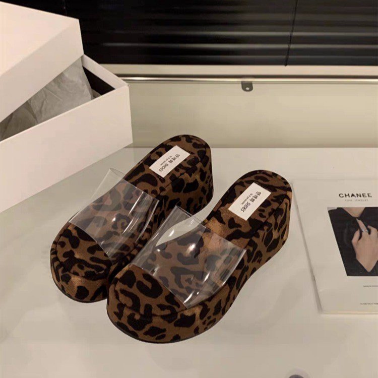 Rubber Wedge Slippers PU High Heel(6-8cm)
