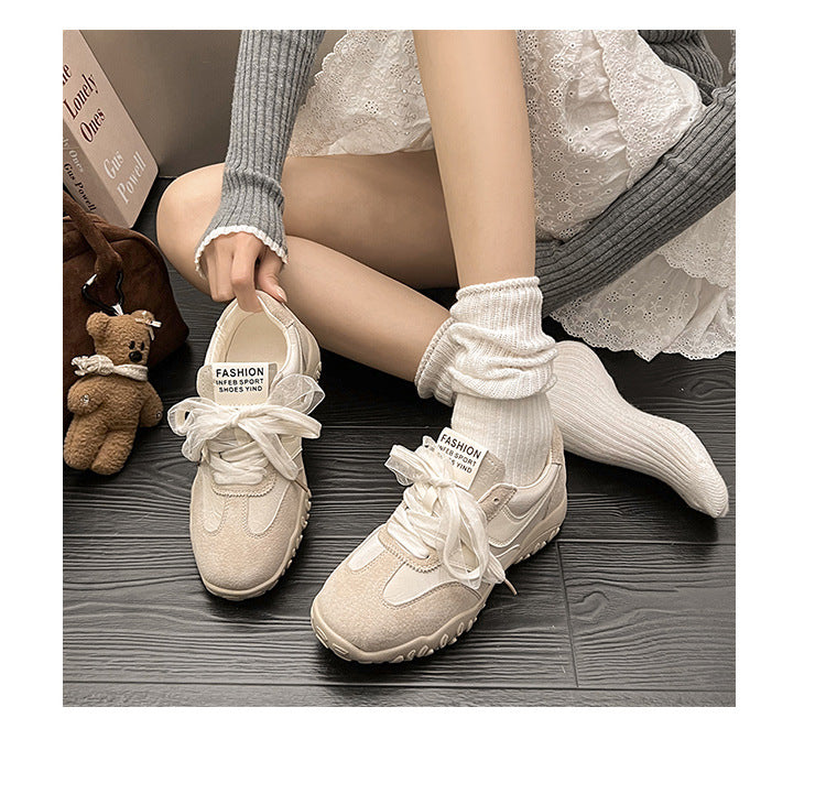 2025Spring New Non-Slip Color Block Sports Jogging Shoes for Women Comfortable Casual Breathable White Running Shoes
